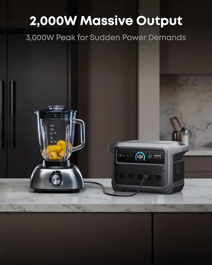 Anker SOLIX C1000 Gen 2 Portable Power Station with 100W Solar Panel, 2,000W (Peak 3,000W) Solar Generator, Full Charge in 49 Min, 1,024Wh LiFePO4 Battery for Home Backup, Power Outages, and Camping