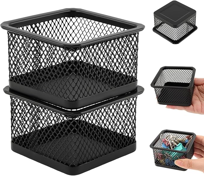 Paper Clip Holder for Desk, Paperclip Holders Mesh Paperclip Dispenser Organizer for Desk Binderclip Bobby Pin Holder Container for Home Office School(SIZE:4pcs)