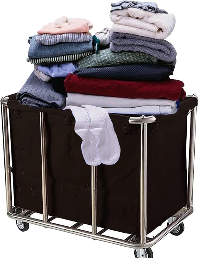 Commercial Laundry Cart with Wheels Industrial 12 Bushel Hamper Sorters Large Waterproof Laundry Basket Heavy Duty for Home Organizer and Storage