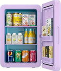 22L/30Cans Mini Fridge for Bedroom, 12v DC Portable Cooler & Warmer, Mini Refrigerator with Glass Front, for Car Office Desk & Dorm Food Beverage Skincare Makeup (Purple)