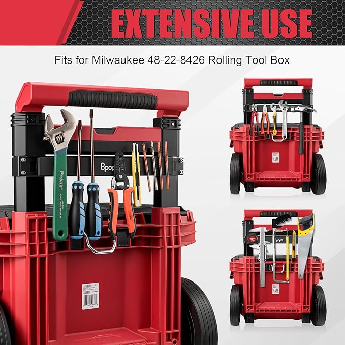 Magnetic Bar Mount Fit for Milwaukee 48-22-8426 Packout Rolling Toolbox, Powerful Magnet Tool Holder Strip -Mounted Back on Packout Toolbox