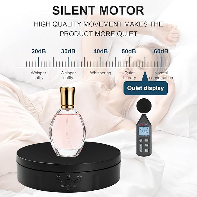 Motorized Rotating Display Stand for Jewelry, Automatic Mute Rotating Stand, Electric Turntable with USB for Display, Remote Control