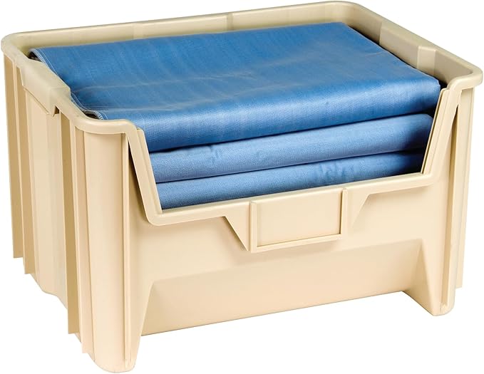 Hudson Exchange 20" x 15" x 12.5" (1 Pack) Plastic Giant Stackable Hopper Bin Container, Tan