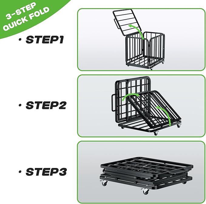 MR Foldable Ball Cart with Wheels, Heavy-Duty Ball Cage Garage Sports Equipment Organizer, Collapsible Metal Rolling Multi Sports Ball Storage for Gym, Lockable Lid, Indoor and Outdoor