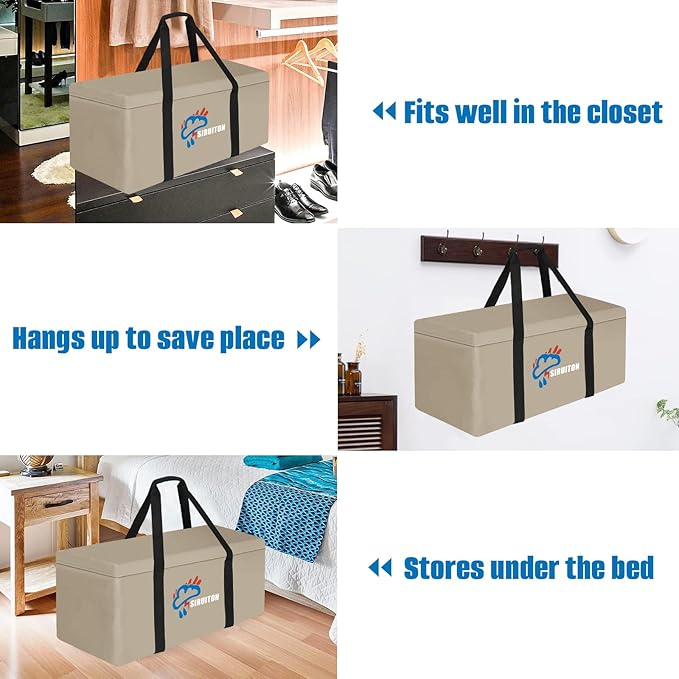 SIRUITON 69”L x 29.5”W x 21.6”H Outdoor Cushion Storage Bag,Patio Furniture Cushion Storage Bag,Heavy Duty 600D Oxford Garden Cushion Storage Covers, Waterproof 9FT Christmas Tree Storage Bags.