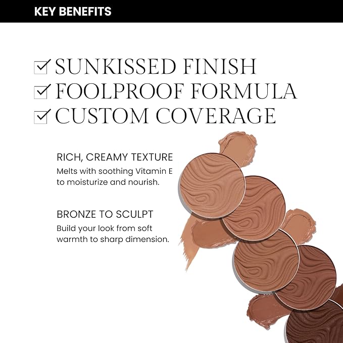 OFIR Geo Sculpt Blendable Cream Bronzer | Buildable Radiant Finish with Vitamin E | Vegan & Cruelty Free Makeup Bronzer | Sun Kissed Glow Compact For Sculpting Cheekbones|Oasis - Rich Caramel, 0.24 oz