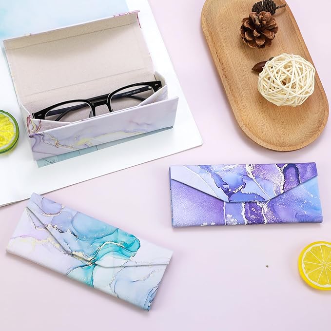 Foldable Glasses Case, Magnetic PU Leahter Sunglasses Case, Cute Hard Shell Folding Eyeglass Cases for Women Kids