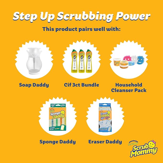 Scrub Daddy 6 Scrub Mommy Kitchen Sponges & 1 Daddy Caddy Sponge Holder - Scratch-Free for Dishes & Multipurpose Cleaning - BPA Free & Made with Polymer Foam - Stain & Odor Resistant