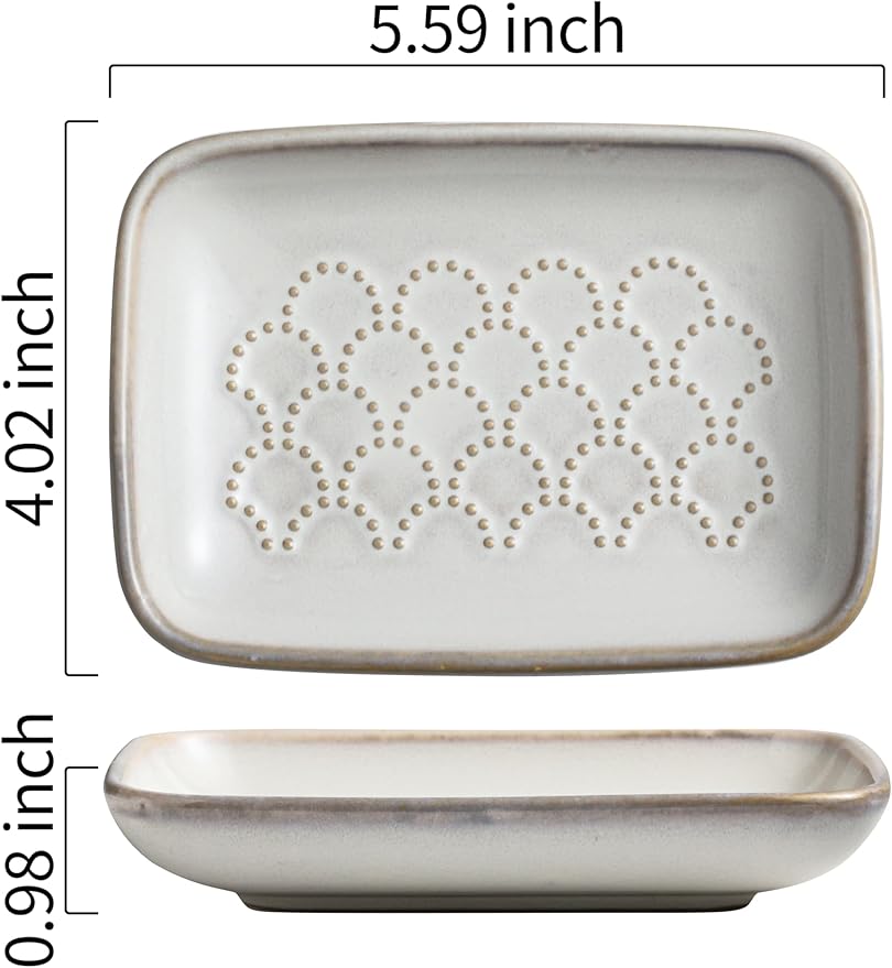 Gomakren Soap Dish for Shower, Christmas Ceramic Soap Dishes for Bar Soap Sponge, Shower Soap Holder Saver Tray for Bathroom Kitchen Sink, Easy to Clean, Beige