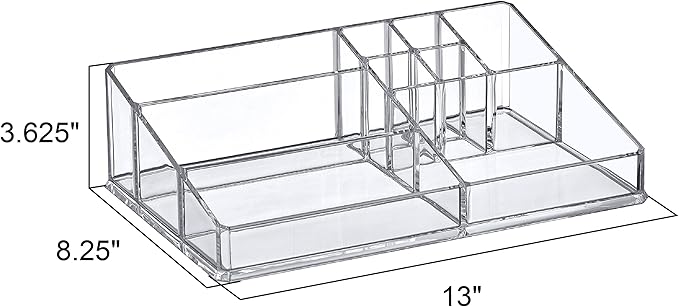 Amazing Abby - Tiffany - Acrylic Cosmetic Organizer, Transparent Plastic Makeup Holder, Compartmented, Shatter-Proof, Perfect Bathroom Vanity Storage Solution for Beauty Supply, Large