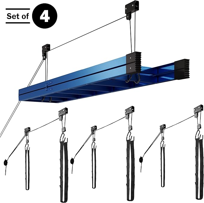 RAD Sportz Kayak Storage Hoists - Overhead Pulley Hoist Systems with 125lb Capacity Each for Canoes, Bikes, Ladders, and More