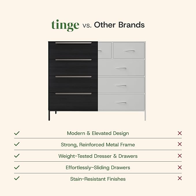Lira Premium Fabric Dresser - Solid Wooden Frame, 8 Spacious Sag-Proof Drawers with Sleek Metal Handles - Premium & Durable Storage Solution for Your Home (Black)