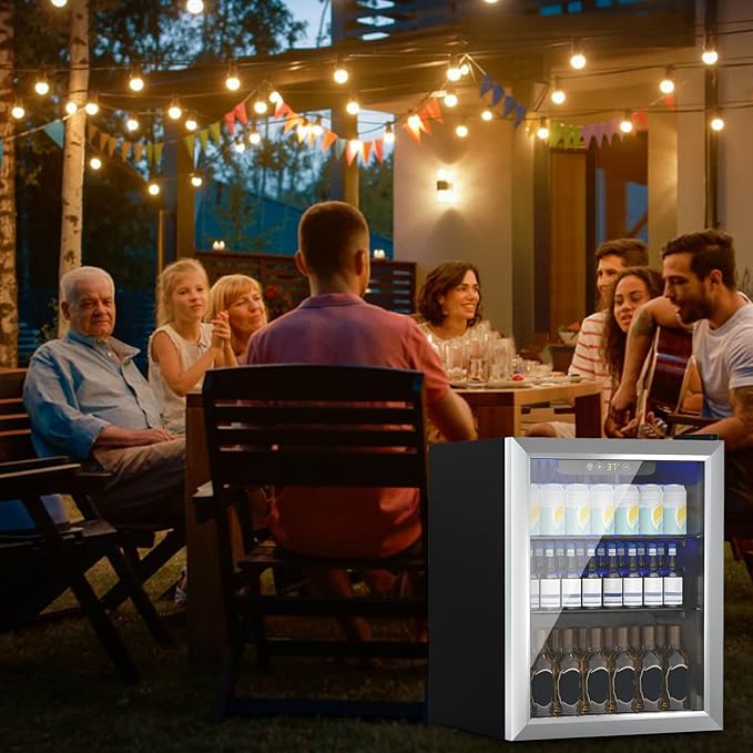 Compact 70 Can/1.7Cu.Ft Mini Fridge For Soda, Beer Or Wine, Portable Small Beverage Refrigerator With Digital Display&Removable Shelves &Reversible Glass Front Door For Office, Dorm, Bar