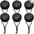 MIKEDE 120 LBS Black Magnetic Hooks, 6 Pack Swivel Swing Magnet Hooks Heavy Duty, Strong Neodymium Magnets Hanger for Hanging, Grill, Cruise Cabins - 32mm(1.26in) in Diameter