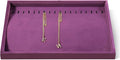 Velvet Jewelry Display Tray For Bracelet Pendant Necklace, Multi-Slot Stackable Storage Tray For Long Chain Jewelries, Drawer Insert Jewelry Organizer (Purple)