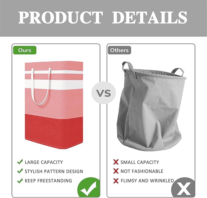 2-Pack Foldable Laundry Basket,Large Laundry Baskets with Handles,Waterproof Laundry Hamper,Collapsible Laundry Hampers for Clothes Organizer 80L (Black&Red)