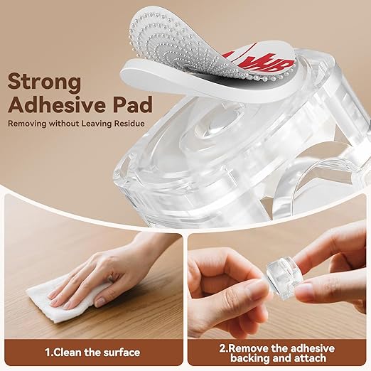 6Pack Rotatable Cord Organizer,Spring Cable Clips Desk Cable Management Cord Holder Adhesive Phone Charger Cord Clips for Home Office Car Wall Nightstand Accessories Clear