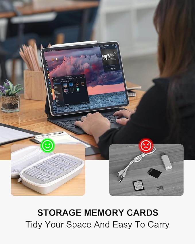 Stukkaze Memory Card Case - Water-Resistant & Anti-Shock 36 Slot Holder, 27 Micro SD & 9 SD/SDHC/SDXC Cards Organizer for Camera - Silver