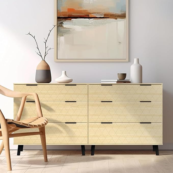 AWQM 3 Drawer Dresser for Bedroom,Large Capacity Chest of Drawers,Wood Dresser TV Stand,Drawer Organizer Storage Tower Unit for Living Room, Hallway,Natural