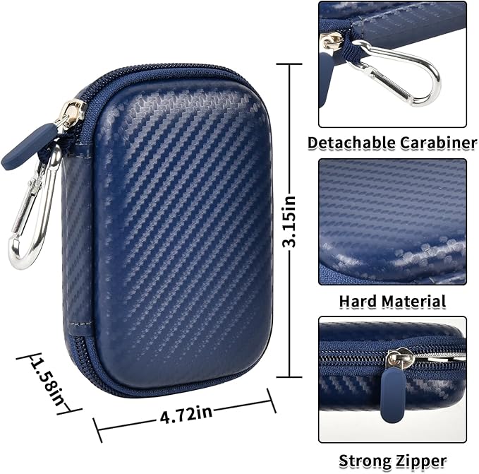 Carrying for Samsung T9/ T7/ T7 Shield Portable SSD 4TB 2TB 1TB, USB External Solid State Hard Drive Storage Travel Carrying Holder Fits for USB Cable (Blue)-Box Only