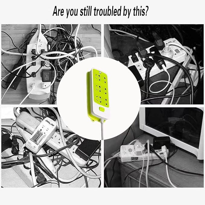 12PCS Power Strip Holder, Adhesive Punch-Free Socket Holder, Self Adhesive Socket Desktop Fixer, Cable Management Punch Free Surge Protector, Desktop Mobile Socket Holder Wall Mount and 8 Cable Clips