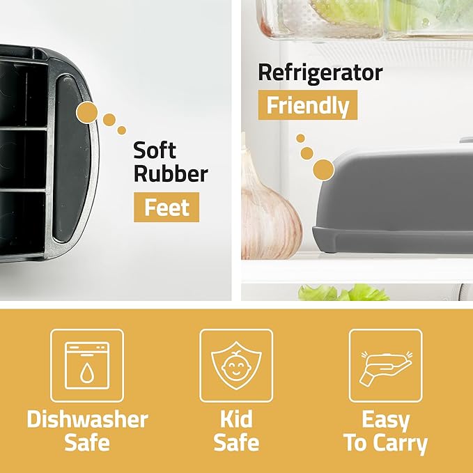 Butter Hub Butter Dish with Lid and Knife, Magnetic Butter Keeper, Easy Scoop, No Mess Lid, Plastic, Dishwasher Safe (Red)