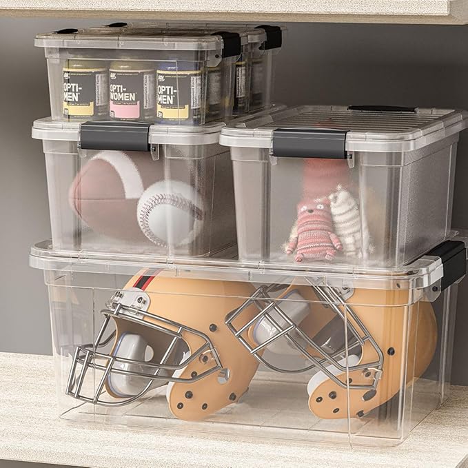 Superio Storage Bins with Lids- 2 Pack, 21 Qt Clear Boxes for Organizing, Stackable Plastic Containers- BPA Free, Non-Toxic, Odor Free, Organizer for Home, Office, Dorm