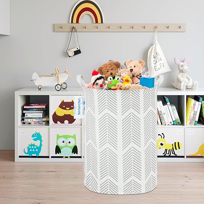LANGYASHAN Laundry Basket Canvas Fabric Collapsible Organizer Basket for Storage Bin Toy Bins Gift Baskets Bedroom Clothes Children Nursery Hamper (Arrowhead)
