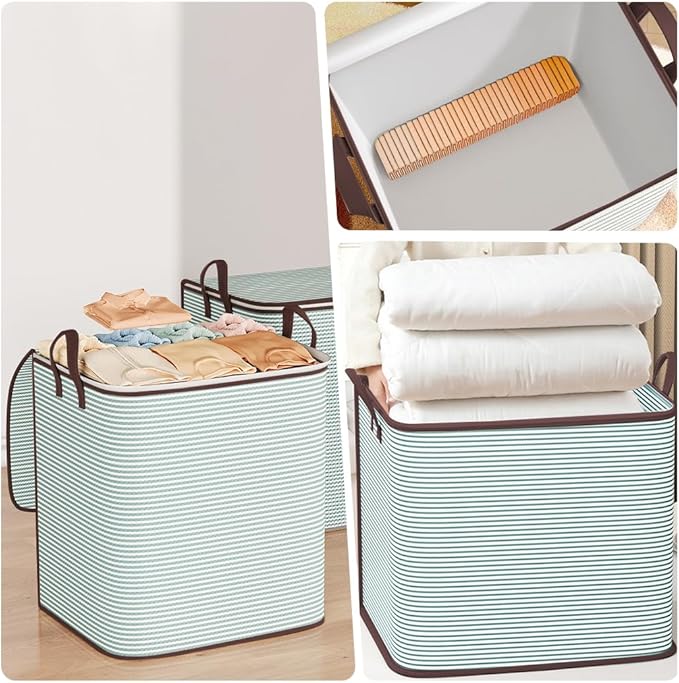 Large Blanket Storage, 180L Foldable Storage Bin, Clothes Storage Bags with Handle Zippers Blanket Organization for Bedroom Closet Comforter Sheets Pillow