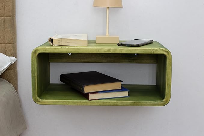 Floating Nightstand Wooden, Bedside Table, Nightstand Shelf, Handmade, Wall Mounted Bedside Shelf, Minimalist and Unique Style (Jakarta)