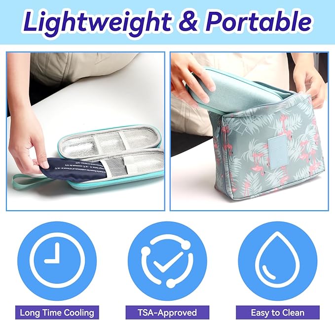 Ice Pack for Insulin Travel Case, TSA Approved Reusable Medical Cooler Bag Ice Packs for Diabetic (Pack of 2)