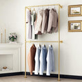 Gold Clothing Racks Wall Mount Clothes Rack, Heavy Duty Industrial Pipe Clothing Rack Retail Display Hanging Rod for Closet Storage, Laundry Room(Gold)