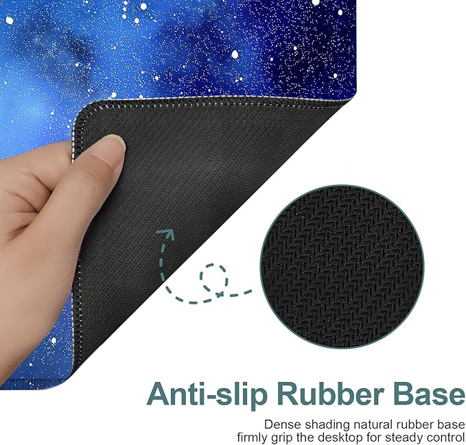 Starry Sky Gaming Mouse Pad 31.5"x11.8"Desk Mat Anti-Slip Rubber Base & Durable Stitched Edges for Gamers Smooth Mouse Writing Surface for Desk Office/Home