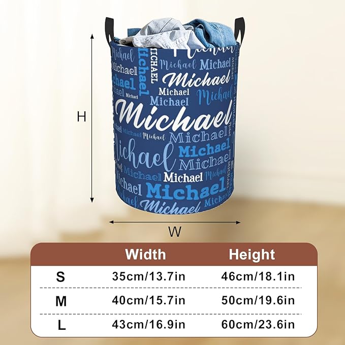 Custom Name Laundry Hamper, Personalized Laundry Baskets with Name for Boys Girls Women Men, Customized Collapsible Dirty Clothes Hamper Easy Storage Gifts for Bedroom Bathroom Living Room