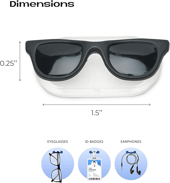 Readerest Magnetic Eyeglass Holders, Eyewear Accessory for Readers, Sunglasses, ID & Work Badges, Gift for Dad & Grandpa, USA Made (Black Shades)