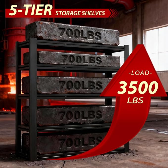 Heavy Duty Storage Shelves Unit, Adjustable Metal Garage Shelving,3500LBS Garage Storage Industrial Shelves,Storage Racks,Steel Shelf Suitable for Shop,Warehouse,Basement
