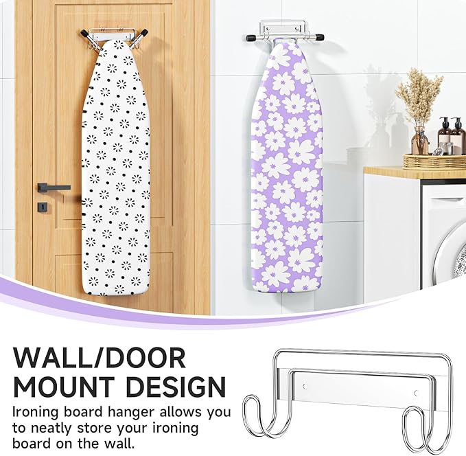 Ironing Board Holder Wall Mount, Iron Board Holder Stainless Steel, Wall Mounted Ironing Board Hanger, Y T Leg Laundry Rooms Iron Board Holder for Wall Heavy Duty