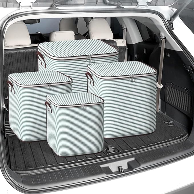 Clothes Storage Bins, 140L Foldable Blanket Storage Bags, Closet Organizers and Storage Containers with Reinforced Handle and Zippers for Bedroom, Closet, Comforters, Pillows, Toys
