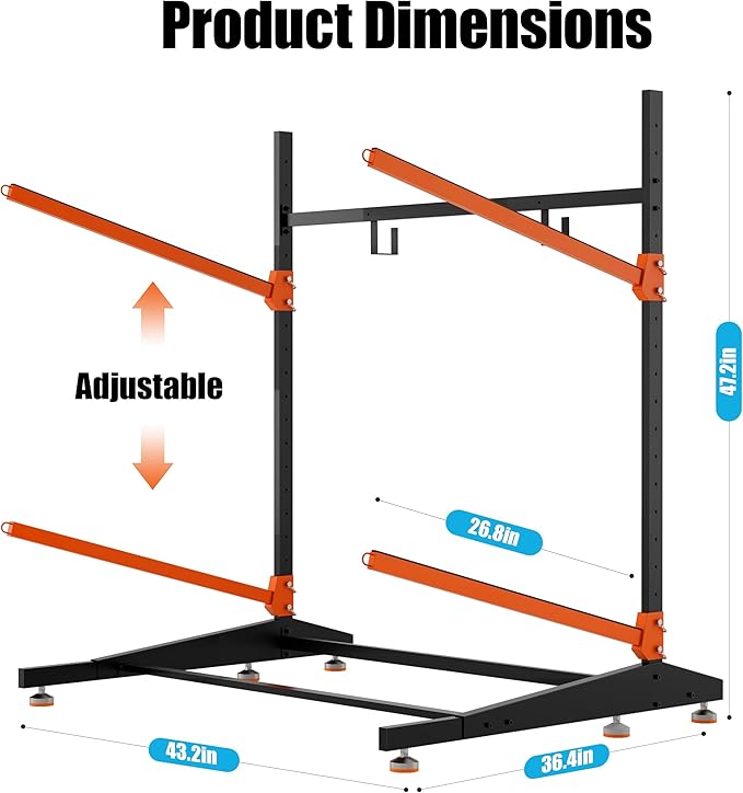 Kayak Storage Rack, Freestanding Outdoor Canoe Rack, Reinforced, Thickened, and Enhanced Rust Resistance, Holds 220 lbs, for Safe Garage and Outdoor Canoe Storage(2-Tier, Orange)