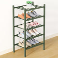 Smiry Bamboo Shoe Rack for Closet, 5 Tier Small Wooden Stackable Shoe Organizer, Free Standing Shoes Storage Shelf for Entryway, Front Door Entrance, Green