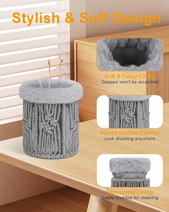 Glasses Holder,Anti-scratch Plush Lined Eyeglass Holder Stand for Nightstand Desk Storage Organizer