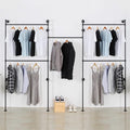 Industrial Pipe Clothes Rack, Heavy Duty Detachable Wall Mounted Black Iron Garment Bar, Clothing Store Display Stands Garment Rack Closet System (125.5 x 93.7inch)