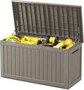 270 Gallon Deck Box, Resin Outdoor Indoor Waterproof Storage Box, Lockable Storage Box With Handle for Patio Furniture - Garden Tools - Swimming Pool Tools UV-Resistant - Grey