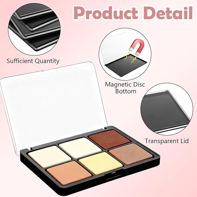 LANIAKEA 6PCS Large Magnetic Makeup Palette with Clear Top 9.25'' x6.57'' Empty Eyeshadow Pan Dispensing Storage Box for DIY Cosmetics Eyeshadow Blush Powder