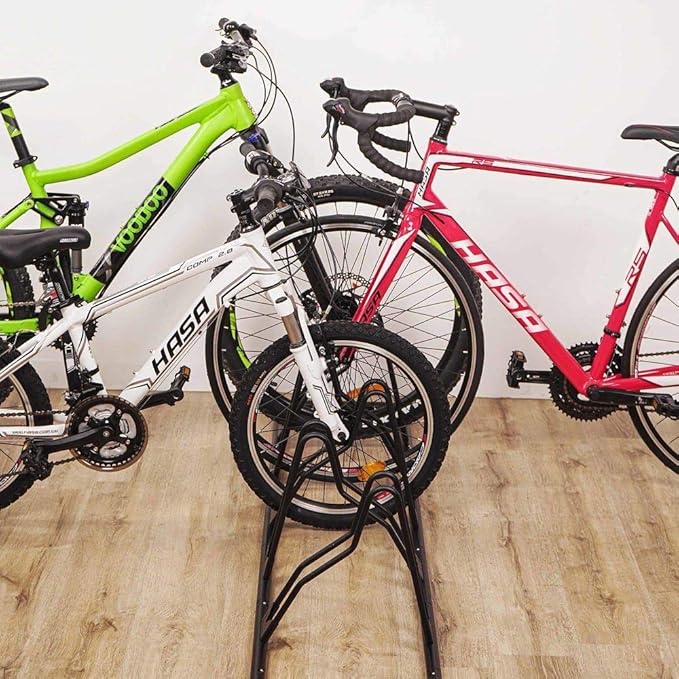 CyclingDeal Bicycle Floor Parking Rack Stand - for Mountain MTB Road Bike - Indoor Home Garage Storage - Classic 6 Bikes