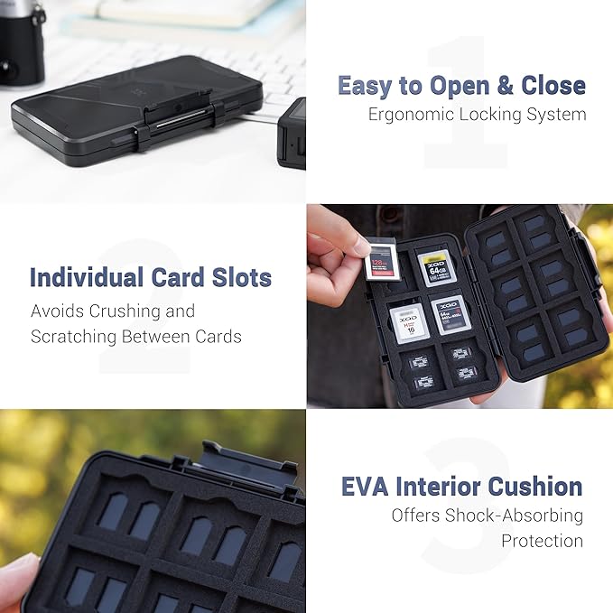 [Large Capacity] XQD Card CFexpress Type B Card Case Holder Storage, 36 Slots Memory Card Organizer Box for 24 TF Micro SD and 12 CFexpress Type-B Cards, for Nikon Z8 Z9 Z6III Z6II Z7II Z6 Z7 D4 D850