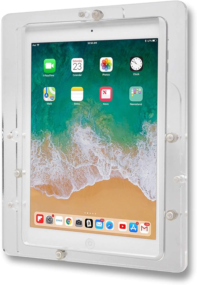 TABcare Anti-Theft Acrylic VESA Enclosure for Apple iPad 7/8/9 10.2" with Free Wall Mount Kit & 90-Degree Angle Charge Cable (iPad 7/8/9 10.2", Clear)