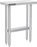 DuraSteel 30x12 Narrow Stainless Steel Table - NSF Small Food Prep Worktable - Counter Height Metal Side Station with Under Shelf - For Laundry Room, Kitchen, Outdoor Grill, Small Spaces