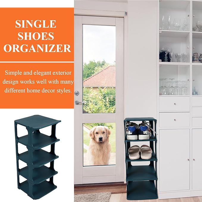 Garneck Multi-layer Plastic Shoe Organizer Rack Sturdy Walkway Storage Shelf for Hallway DIY Combination Compact Space-saving Shoe Holder for Entryway and Closet