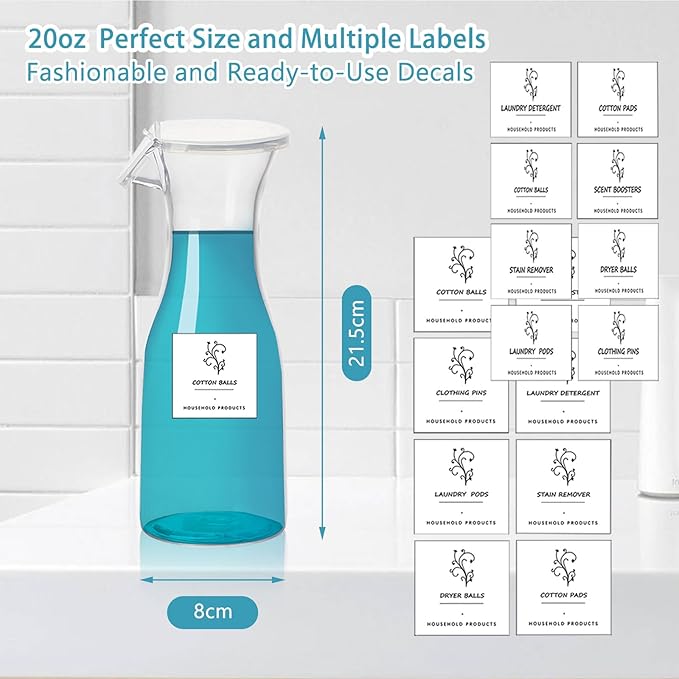 20oz Laundry Detergent Dispenser Containers Bottle 3 Pcs Liquid Laundry Powder Soap Dispenser, Laundry Pod Storage with Labels Fabric Softener Container for Laundry Detergent Storage